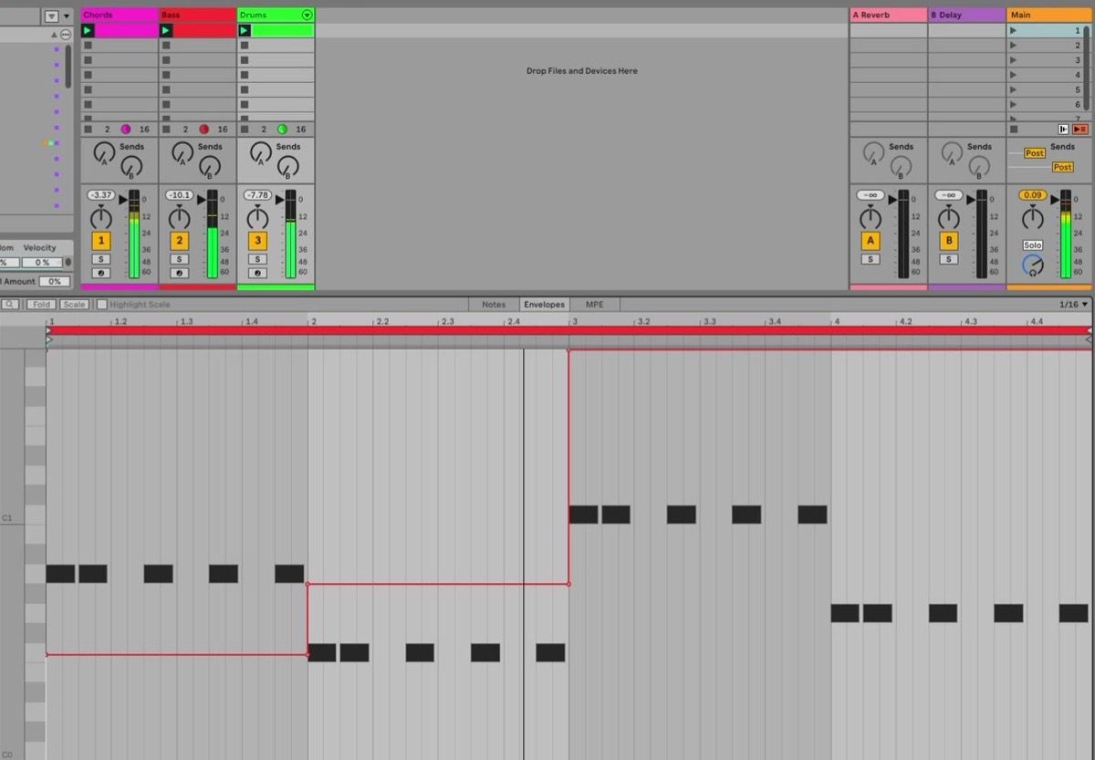 Ableton Live with tracks and automation written by Claude through Sideman